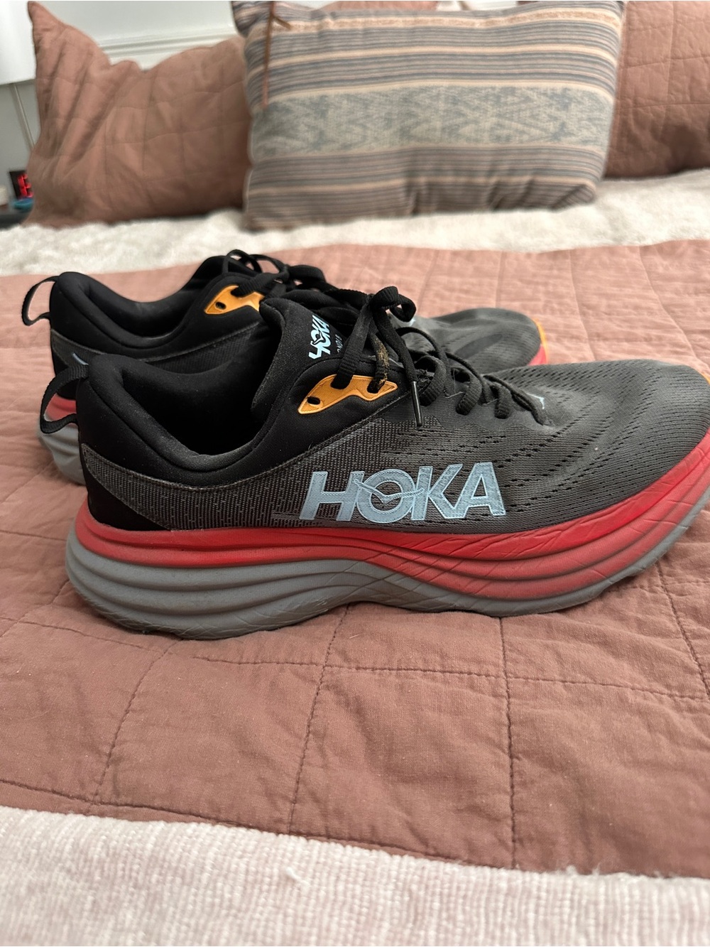 Hoka One One Black with Red and Light Blue Men’s Running Shoes